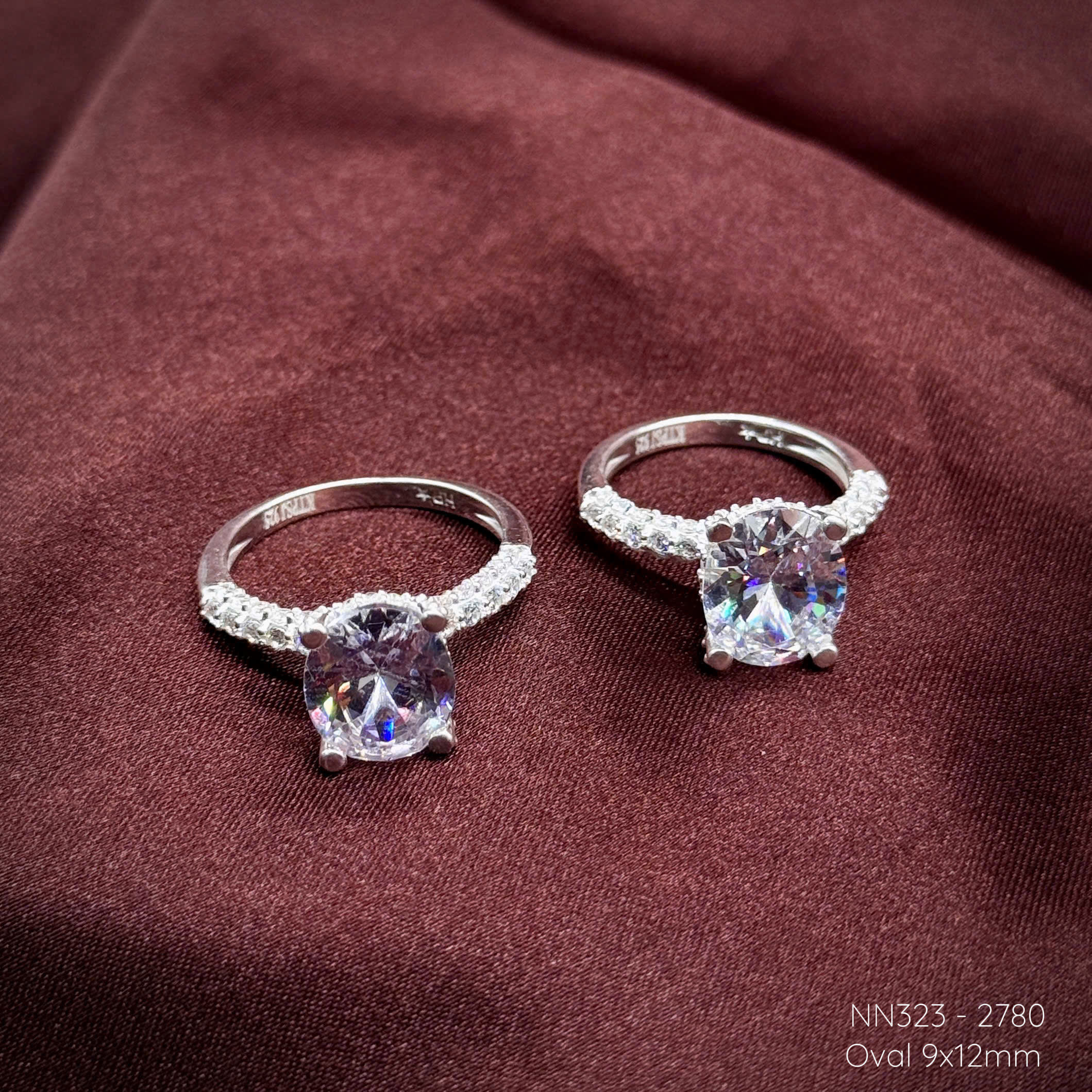 nhẫn bạc nữ đá chủ oval 9x12mm