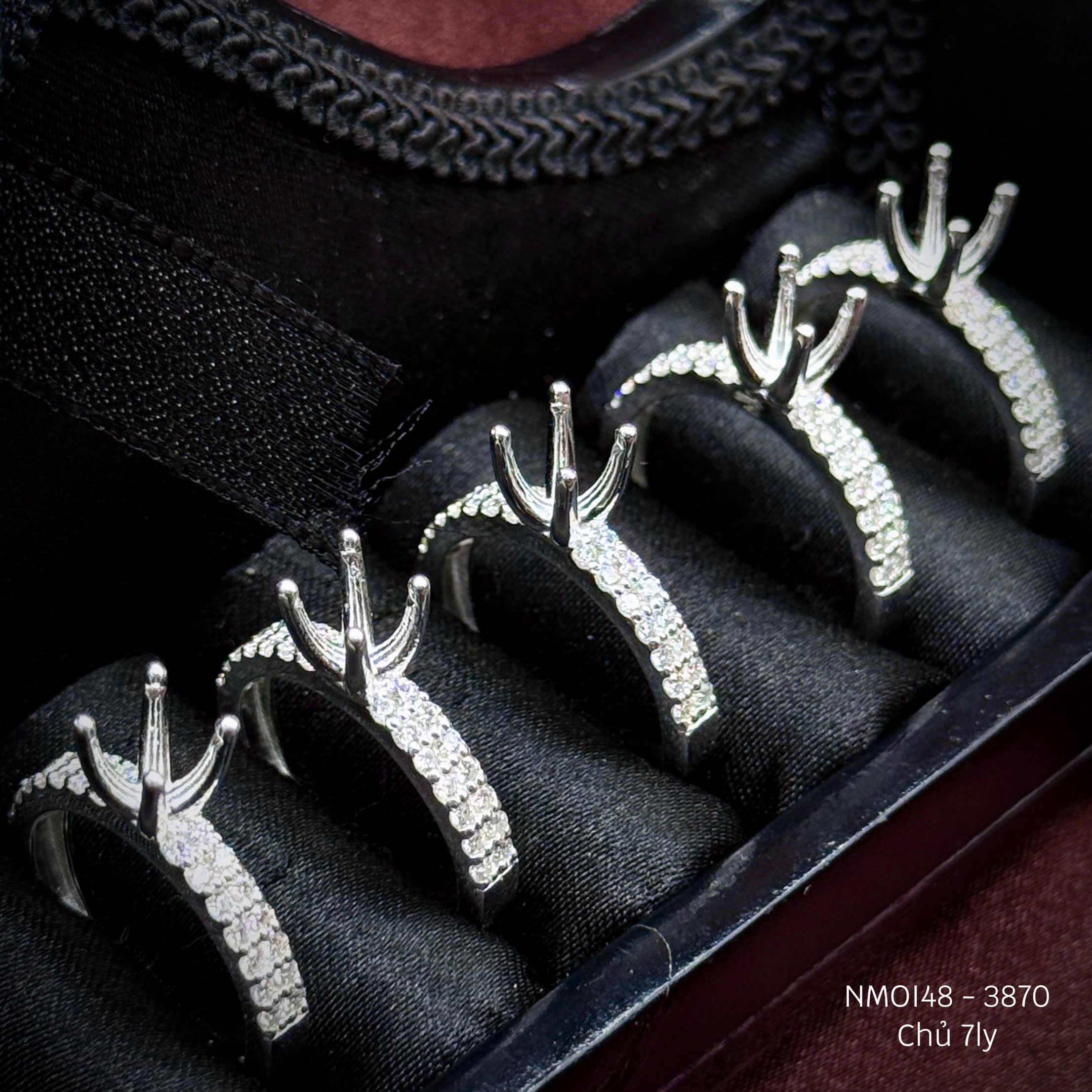 vỏ nhẫn bạc Full Moissanite 7ly