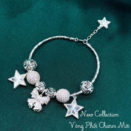 vòng tay nữ charm nơ chuông phối ngôi sao