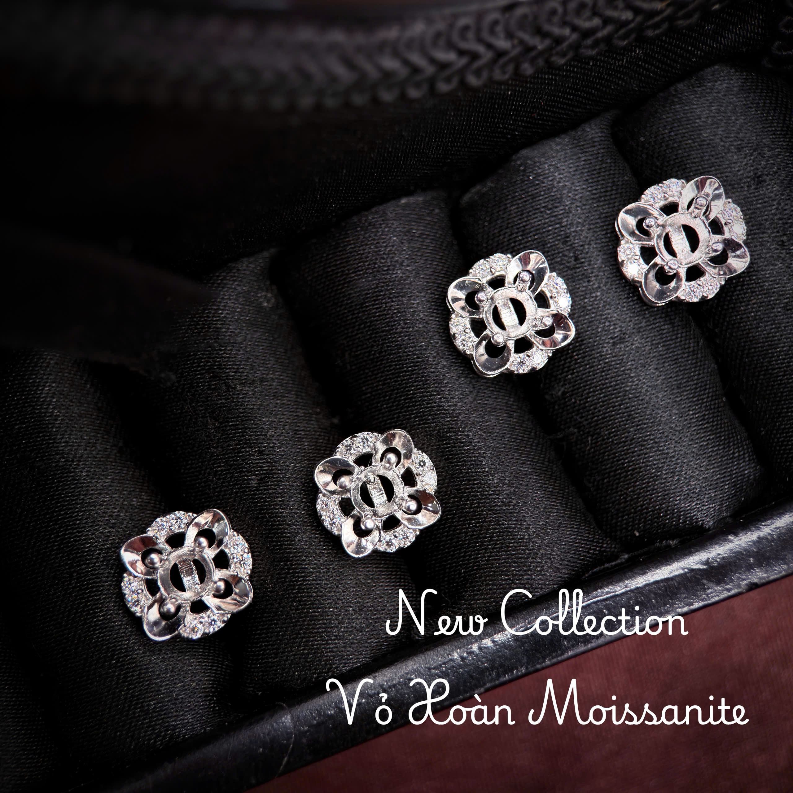vỏ bông tai Moissanite 4.5ly xi kim