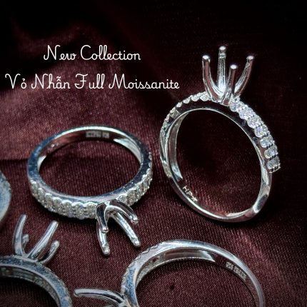 vỏ nhẫn bạc Full Moissanite 7ly