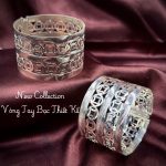 vòng tay bạc VONG48 bản rộng 3 dải khắc vân hình học