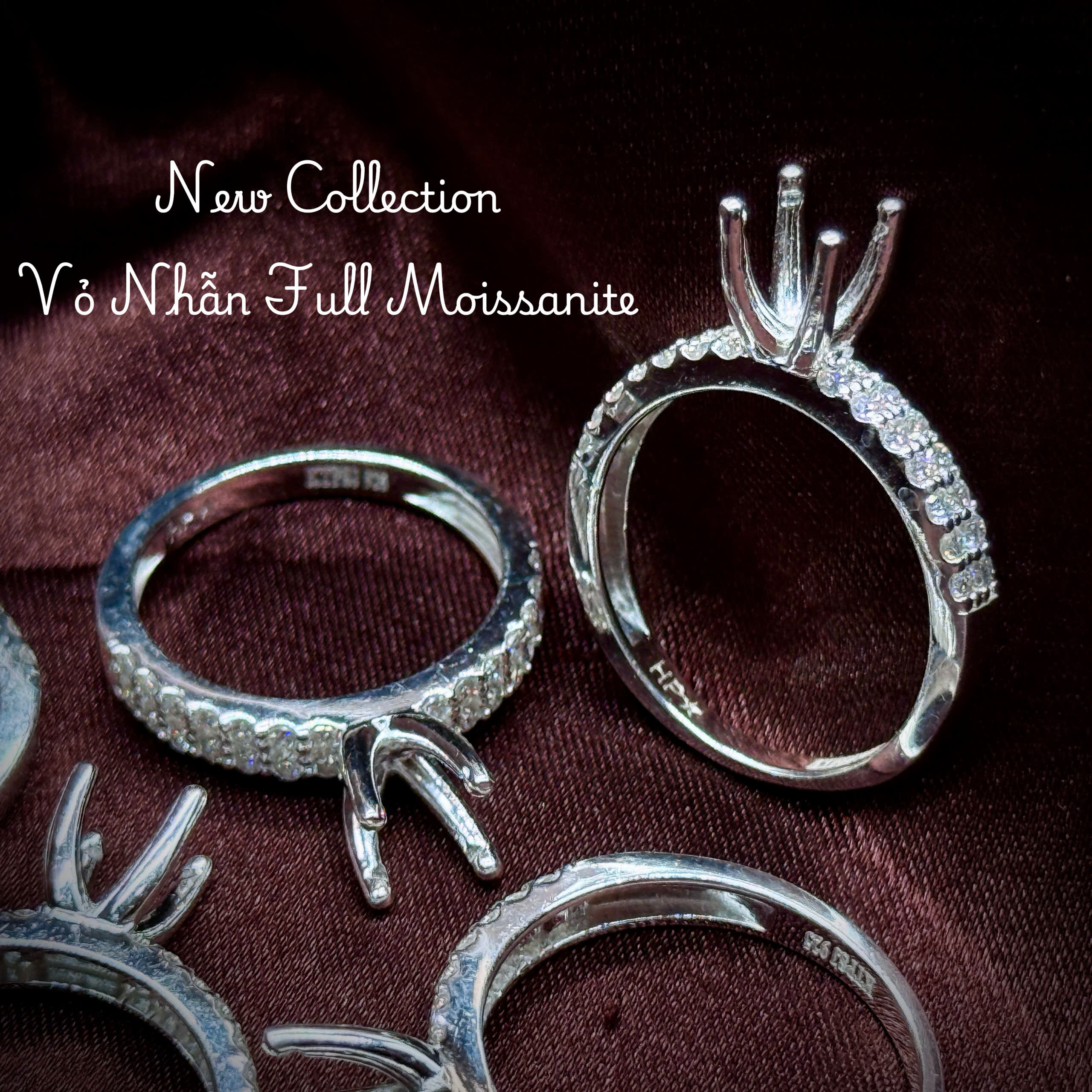 vỏ nhẫn bạc Full Moissanite 7ly