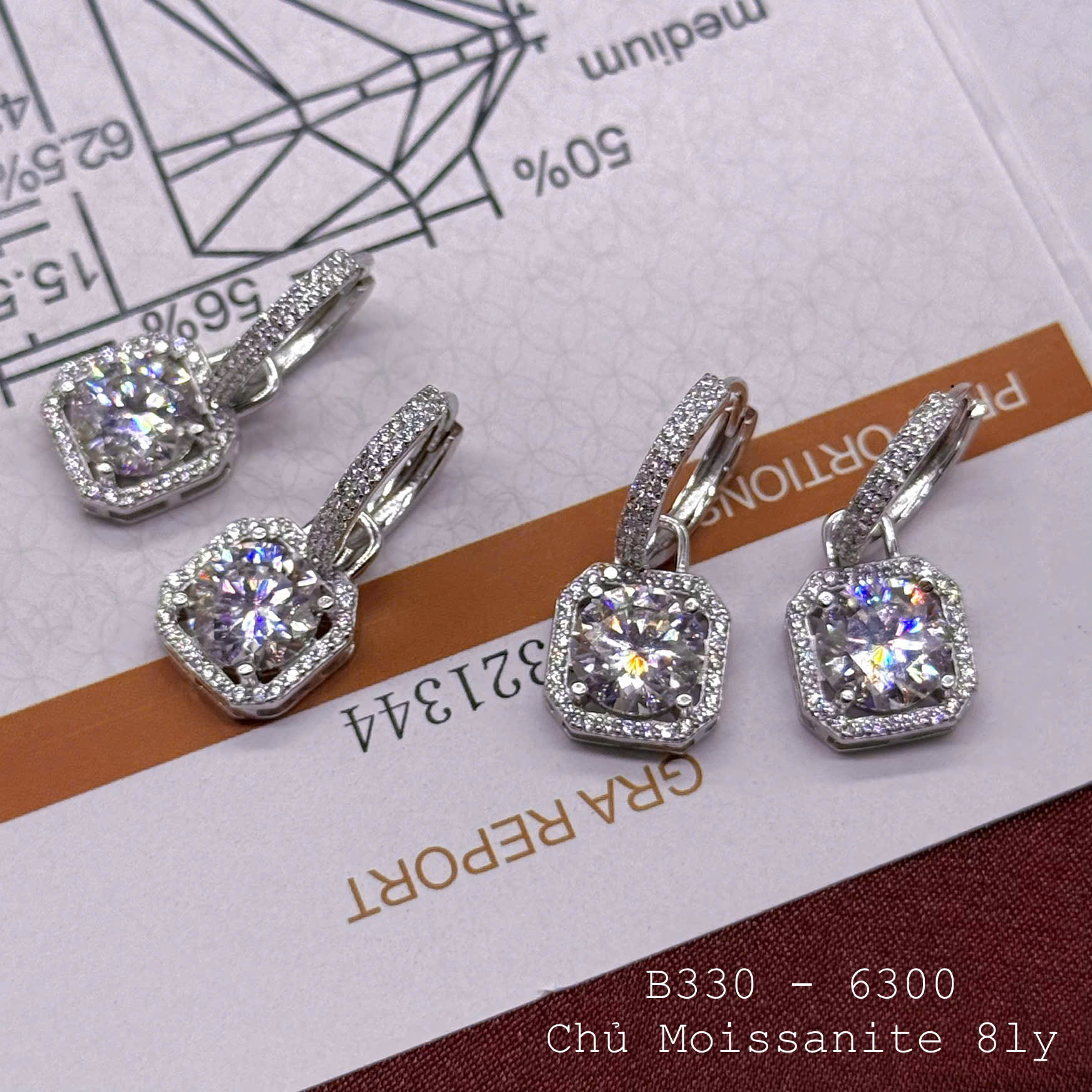 b330-6300 bông tai nữ Cushion Glow