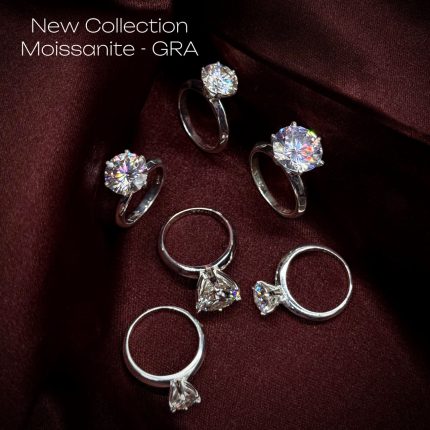 Nhẫn Moissanite đá tròn nhiều kích thước kèm giấy kiểm định GRA