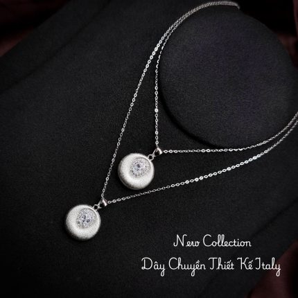 Dây chuyền Italy mặt tròn đính đá trung tâm thanh lịch