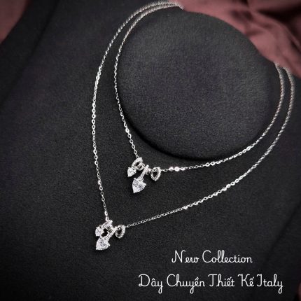 Dây chuyền Italy mặt đá vuông đính đá cách điệu sang trọng