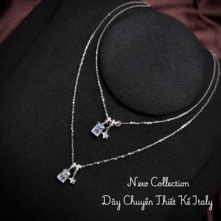 Dây chuyền Italy mặt đá chữ nhật kèm charm ngôi sao thanh lịch