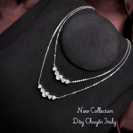 Dây chuyền Italy đính đá giọt nước thiết kế 5 viên đá thanh lịch