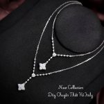 Dây chuyền thiết kế Italy mặt hoa bốn cánh đính đá thanh lịch