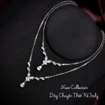 Dây chuyền Italy đính đá cánh hoa giọt nước thanh lịch